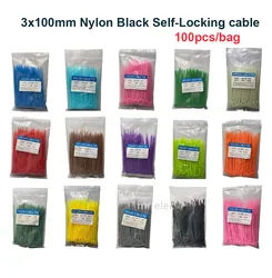 Cable Ties 100pcs 3*100mm Colorful Factory Standard Self-locking Plastic NylonWire Zip Tie