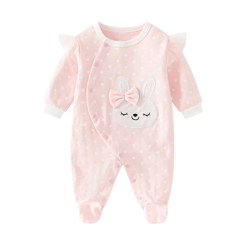 Autumn Baby Clothes 0 To 3 6 12 Months For Infant Newborn Girl Rompers pink Princess girls Jumpsuit with Foot Kids Bodysuit