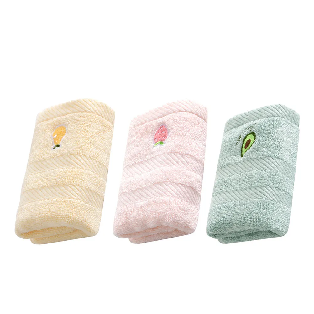 

3Pcs Baby Washcloths Soft Bamboo Fiber Cartoon Fruit Embroidered Face Towels Newborn Hand Towels Baby Burping Cloth