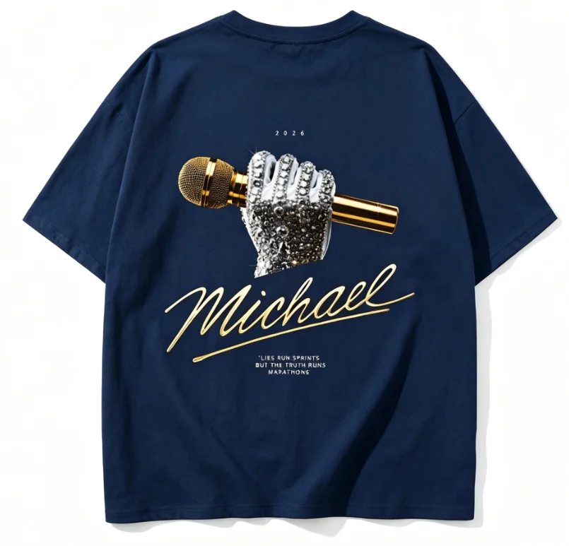 2026 Men's Oversized T Shirt Vintage Microphone Hand Art Graphic Print Short Sleeve Cotton Unisex Tee