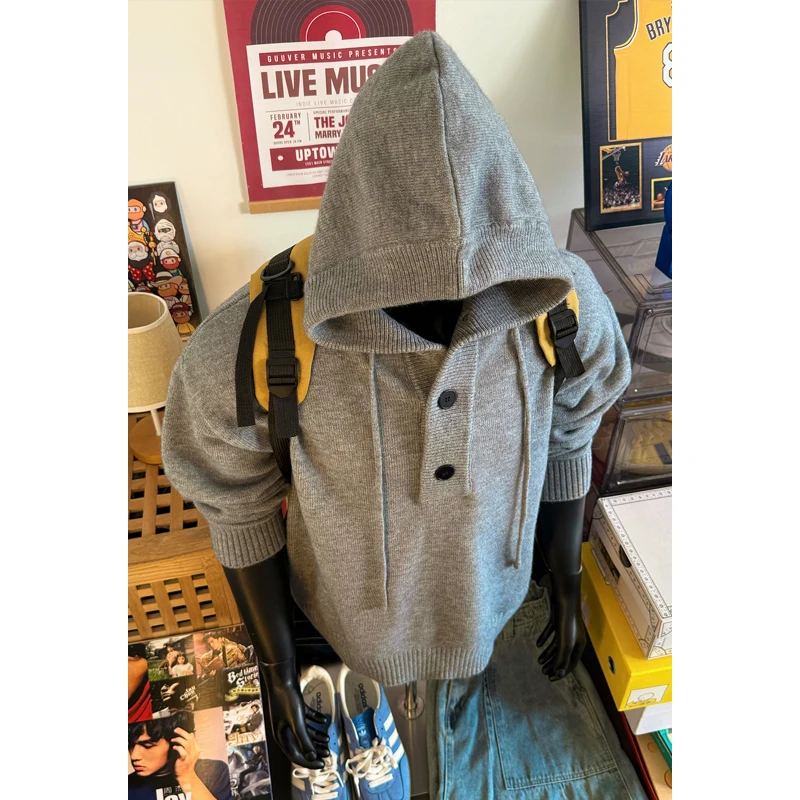 سترة صوفية برباط وإبزيم فضفاض كاجوال بقلنسوة وسترات شتوية بقلنسوة للرجال والنساء