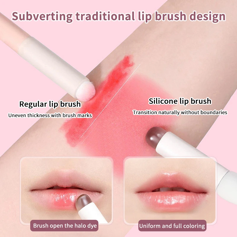 Silikonowy pędzel do ust w kształcie kociej łapki z osłonką, skośne pędzle do korektora, balsam do ust, błyszczyk, skośne pędzle do korektora, pędzle do makijażu.