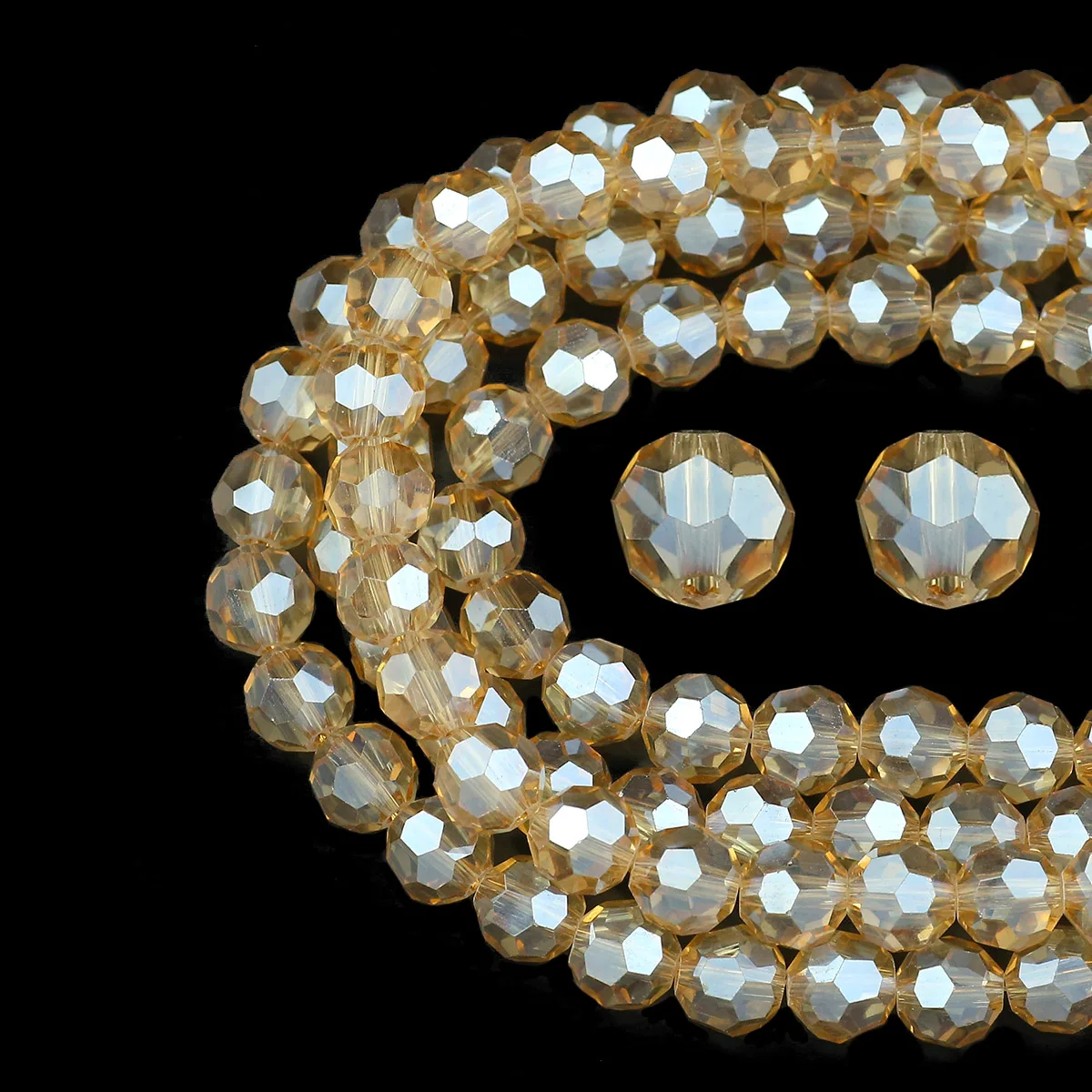 Goldener Champagner, österreichisches Kristallglas, facettiert, rund, lose Distanzperlen, 3–10 mm, für handgefertigte Schmuckherstellung, DIY-Armband, Ohrringe