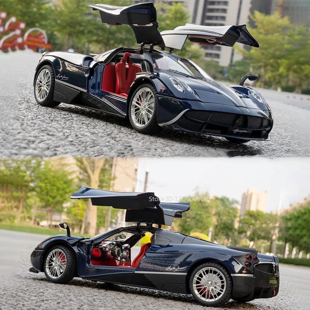 대형 1:18 Pagani Huayra 장난감 모델 자동차 다이캐스트 합금 스포츠카 사운드 라이트 풀백 충격 흡수 모델 축제 선물