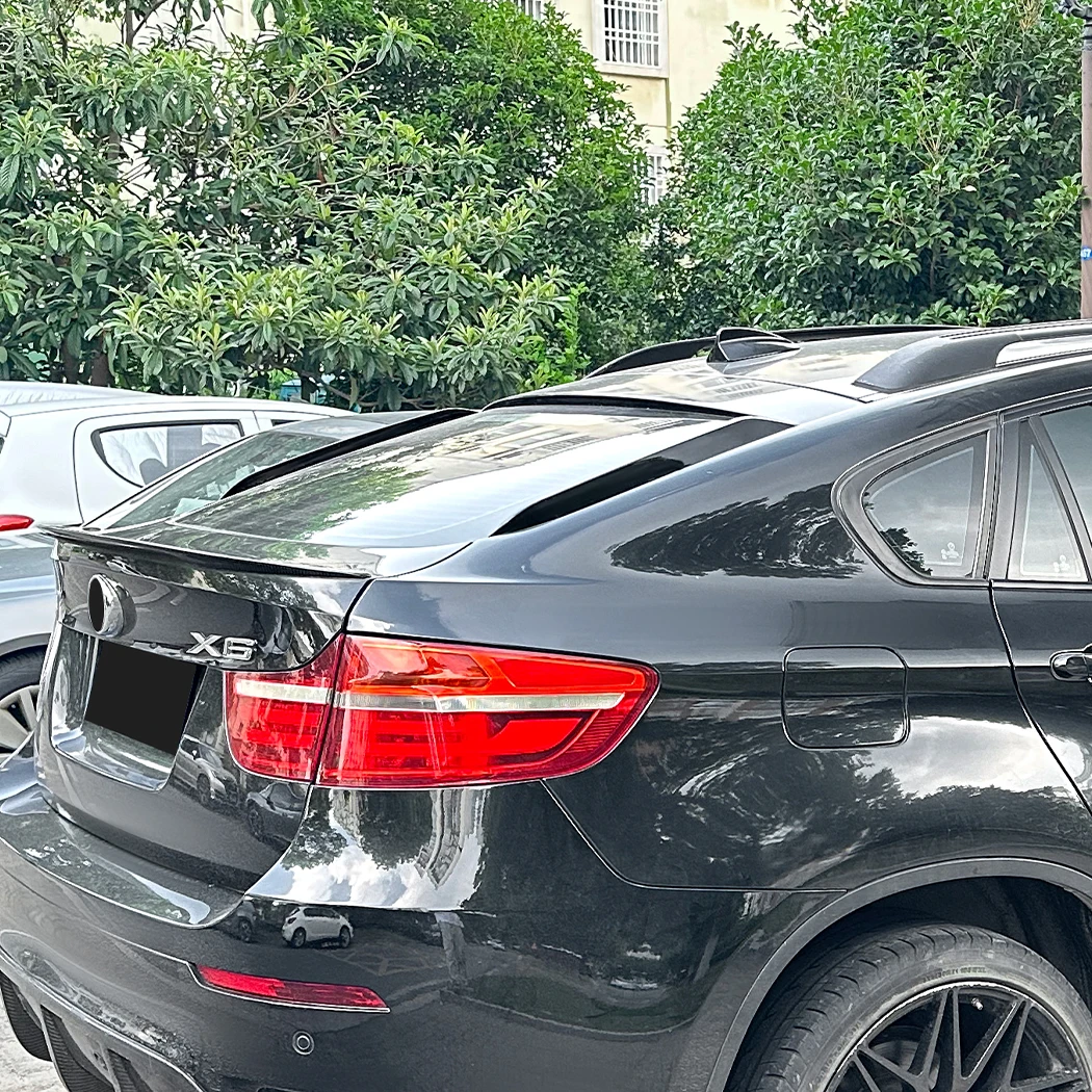 For BMW X6 E71 2008-2014 Glossy Black Trunk Lid Window Rear Side Wing Spoiler High Quality ABS Plastic Modification Car Body Kit