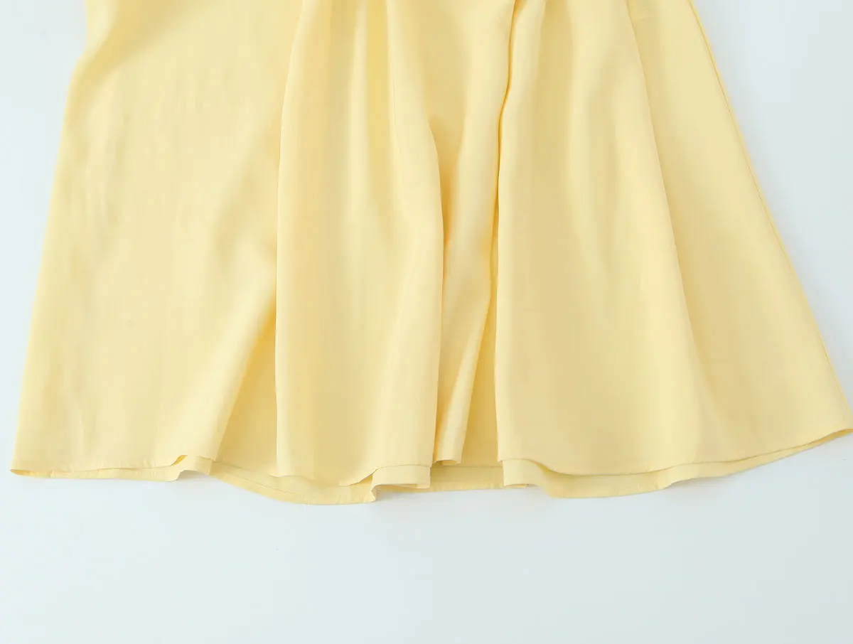 Casual zomerjurk voor dames V-hals rugloze losse midi-jurken Vakantie strandstijl Chique elegante sexy vrouw gele jurk