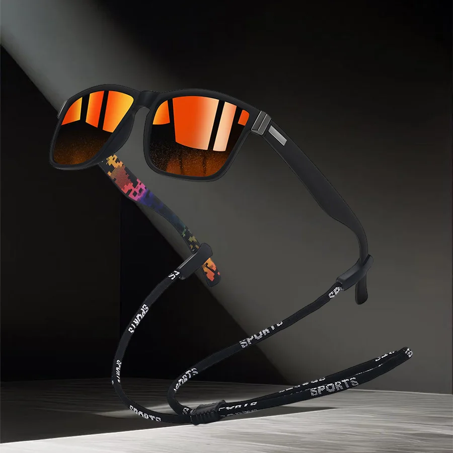 Quadratische Unisex-Klassiker-Sport-Sonnenbrille, neue modische bunte Gläser, geeignet zum Fahren, Angeln, Freizeitaktivitäten im Freien