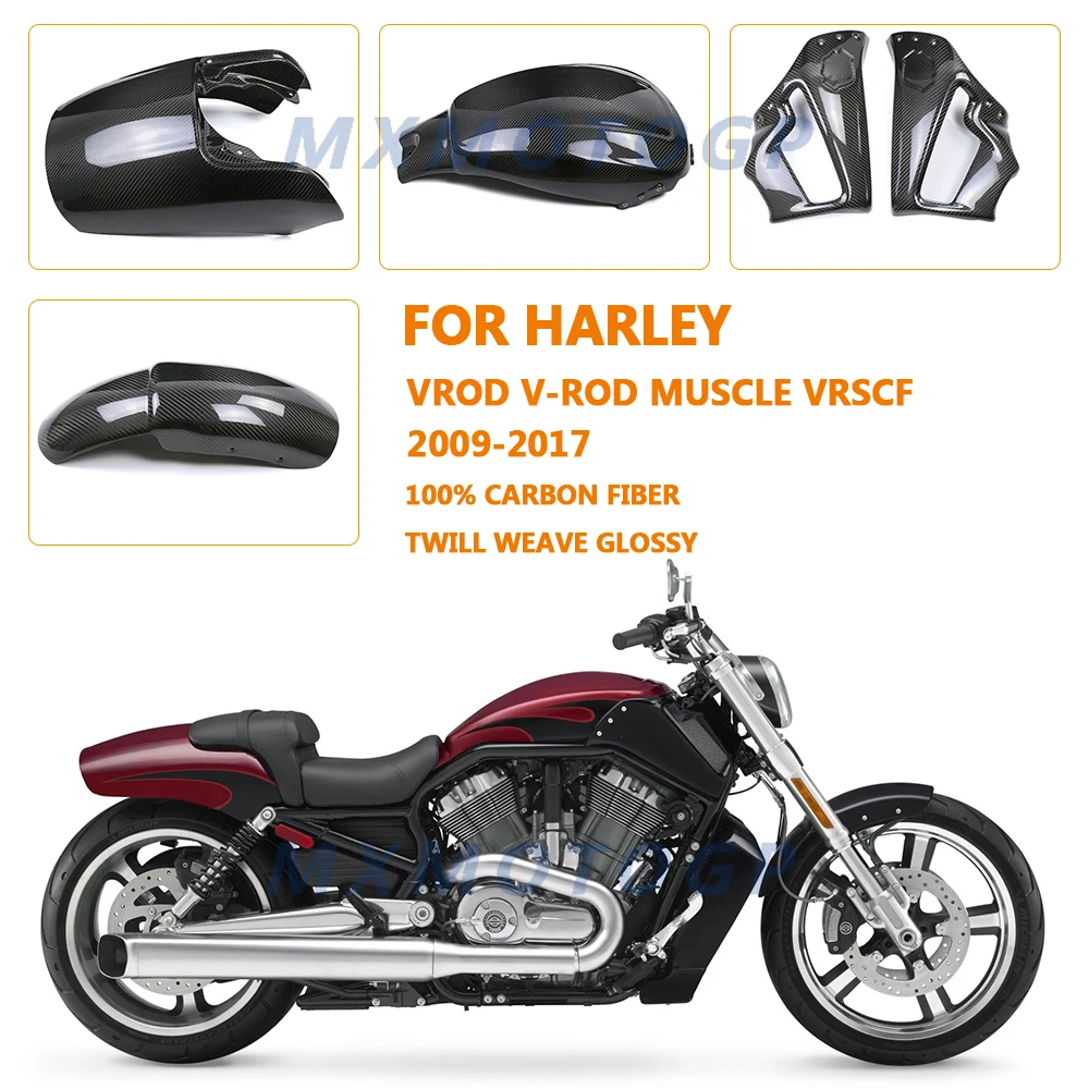 For HARLEY VROD V-ROD Muscle VRSCF 2009-2017 100% Carbon Fiber Full Fuel Tank Fender Full Fairing Kits Motorcycle Accessories