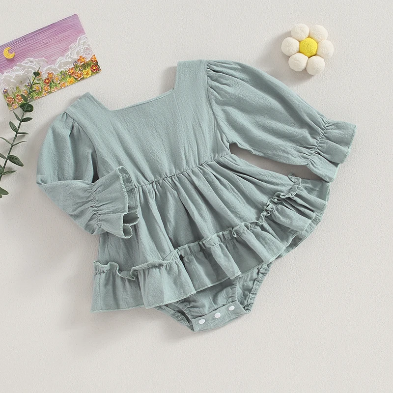 

Newborn Cute Baby Girl Clothes Ruffle Romper Dress Long Sleeve Jumpsuits Toddler Fall Winter Clothes
