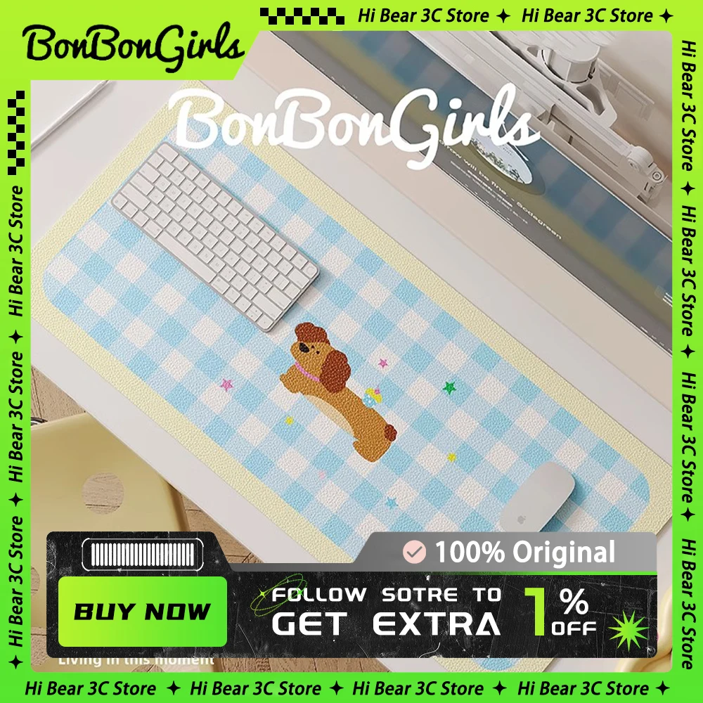 BonBonGirls Wiener-Dog Over Size Mousepad Waterproof Leather Mousepad Cute Customize Table Mat Girl Office Gaming Accessories