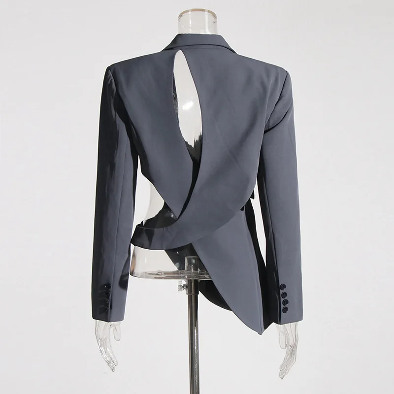 ZAMOR HIGH STREET Women's Asymmetric Cutout Waist-Defining Blazer 2026 New Unique Design Slim Fit Suit Jacket