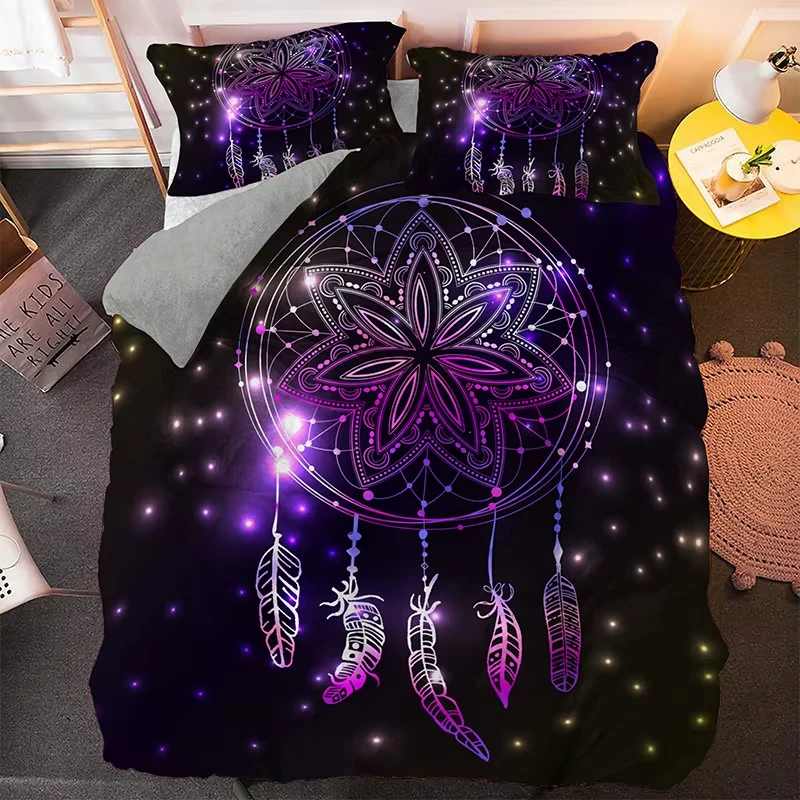 Dream Catcher Bedding Set Full Queen Bohemian Dreamcatcher Duvet Cover Feathers Comforter Cover Exotic Indian Style Quilt Cover
