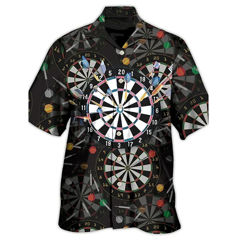 

3D Printed Dart Pattern Hawaiian Vacation Men's Shirt Short Sleeved Men's T-shirt Button Up Beach Shirt Top