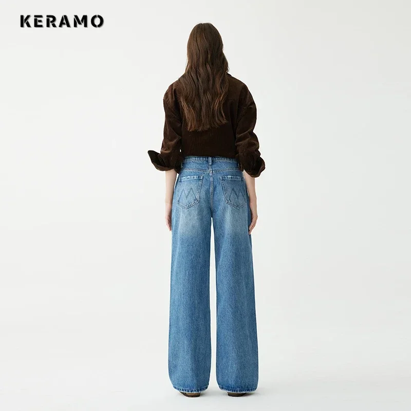 High Street Retro Y2K Baggy 2000s Denim Trouser Washed Vintage Casual Japanese Emo Pants Women's Grunge High Waist Blue Jeans