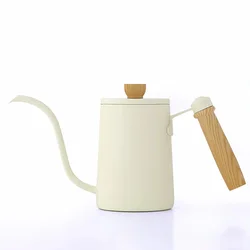 600ml Stainless Steel Coffee Pot Gooseneck Tea Kettle Long Narrow Spout Coffee Maker With Wooden Handle