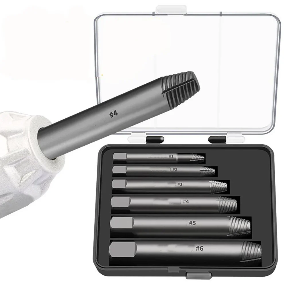 6個入り-ダメージボルトエクストラクターキット-錆びたネジ用-3mm～20mm-手動ハンドドリル除去ツールセット