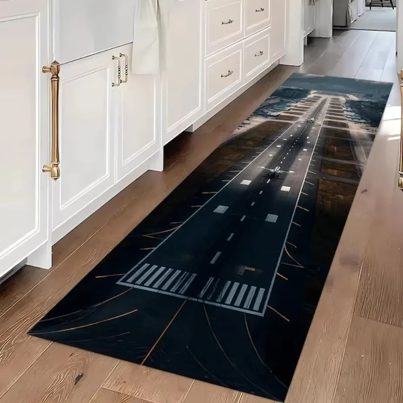 Airport Runway Runner Rug Aircraft Decor Airplane Runway Rug Modern Aviation Decor Pilot Gift Boys Room Home Decor