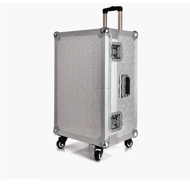 Aluminum flight case tool box with Draw-bar and foam