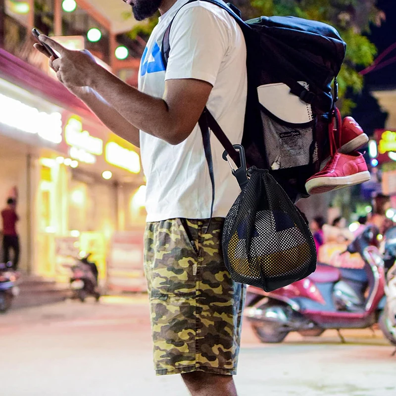 Mochila portátil de basquete com cordão, bolsa de malha para futebol, vôlei, bola, armazenamento, esportes ao ar livre, viagens