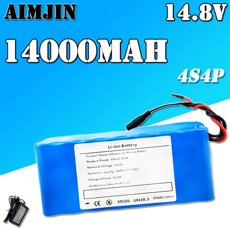 

14.8V 14Ah 18650 Lithium Battery Pack 4S4P 16.8V LED Night Fishing Light Heater Miner's Light Amplifier Battery BMS + Charger