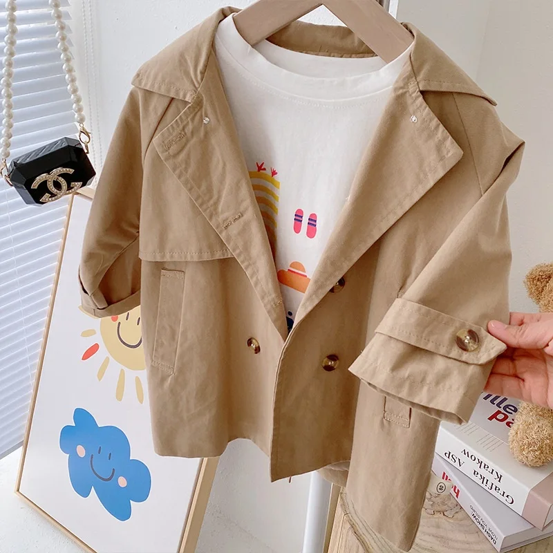 Fashion Baby Girl Boy Trench Cotton Infant Toddler Kid Windbreak Jacket Autumn Spring Dust Coat Baby Outwear Clothes 1-7Y