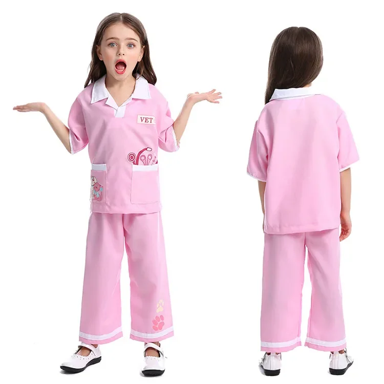 Cosplay Costumes Kids Halloween Children Surgeon Doctor Uniform Pants Coat Suit Boys Girl Party Role Playing Dress Up Sets