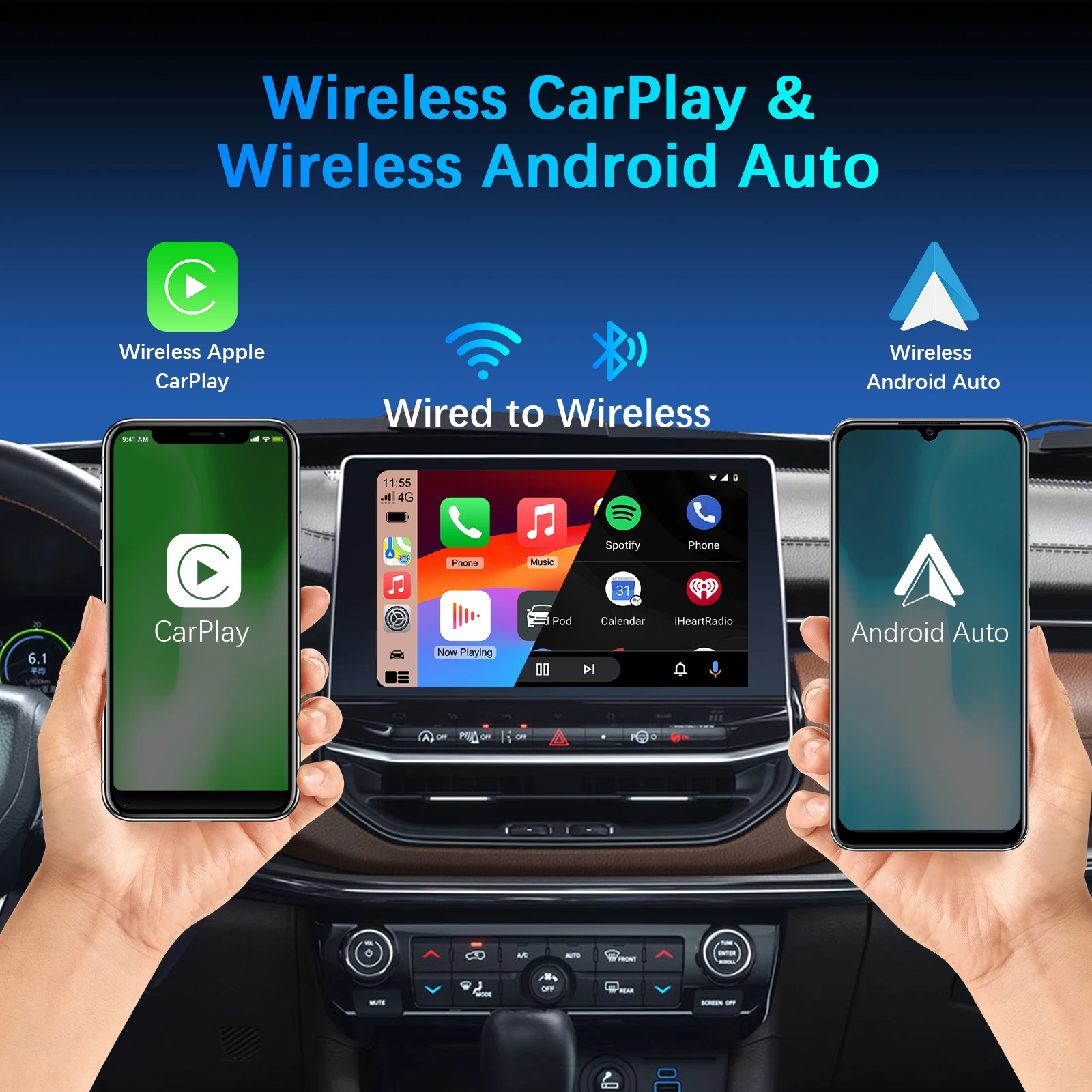 Ezonetronics Wireless CarPlay android auto adapter for factory wired car, wireless CarPlay & Android auto 2 in 1