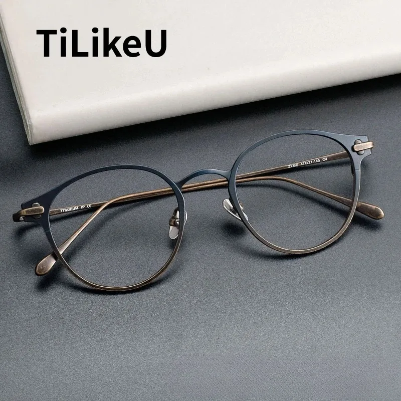 

Handmade Vintage Glasses Frame Men Classic Oval Full Frame Japanese Designer Pure Titanium Ultralight Women Eyeglasses Eyewear