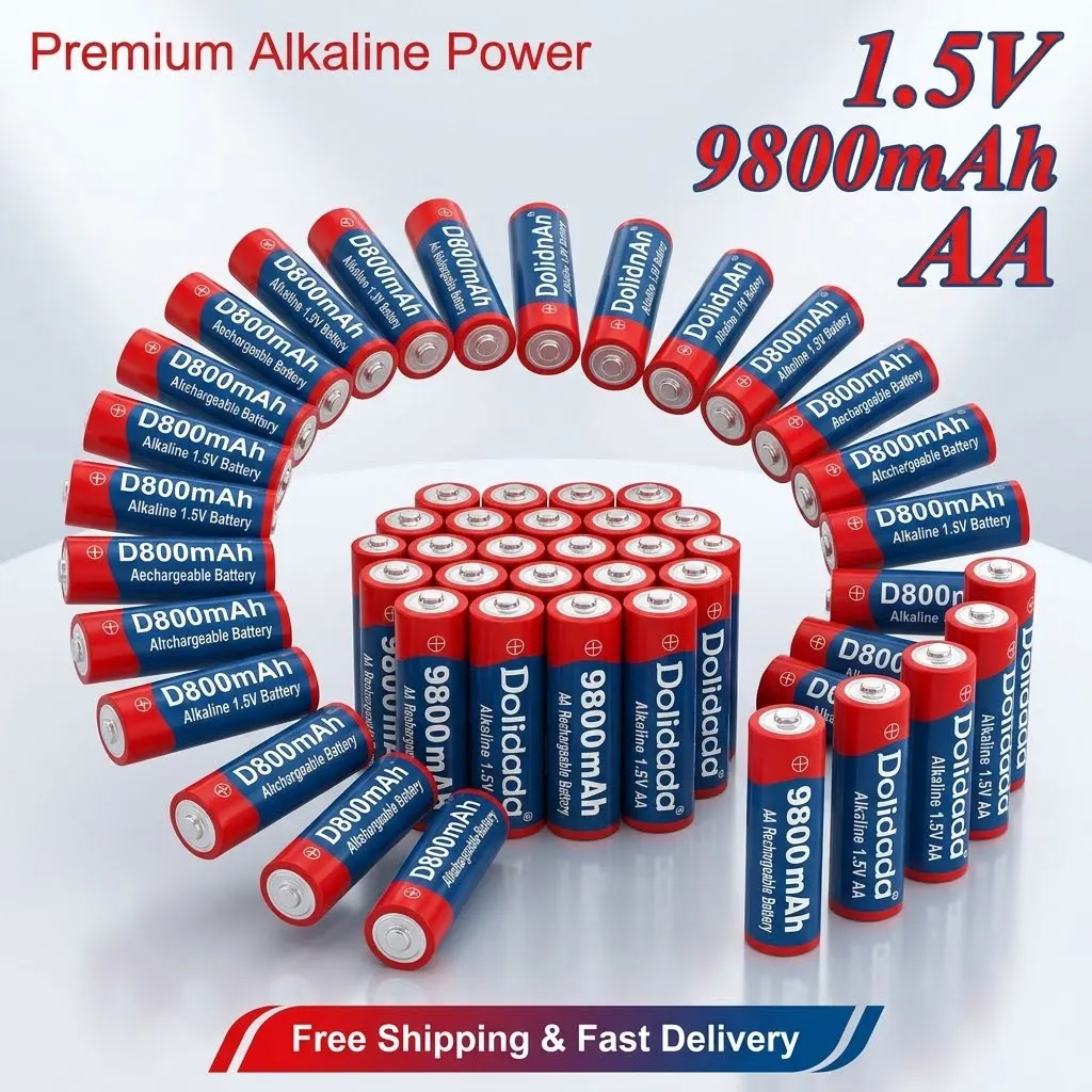 

AA 9800mAh 1.5V Rechargeable Battery 100% New Alcalinas Drummey For Toy & LED Applications