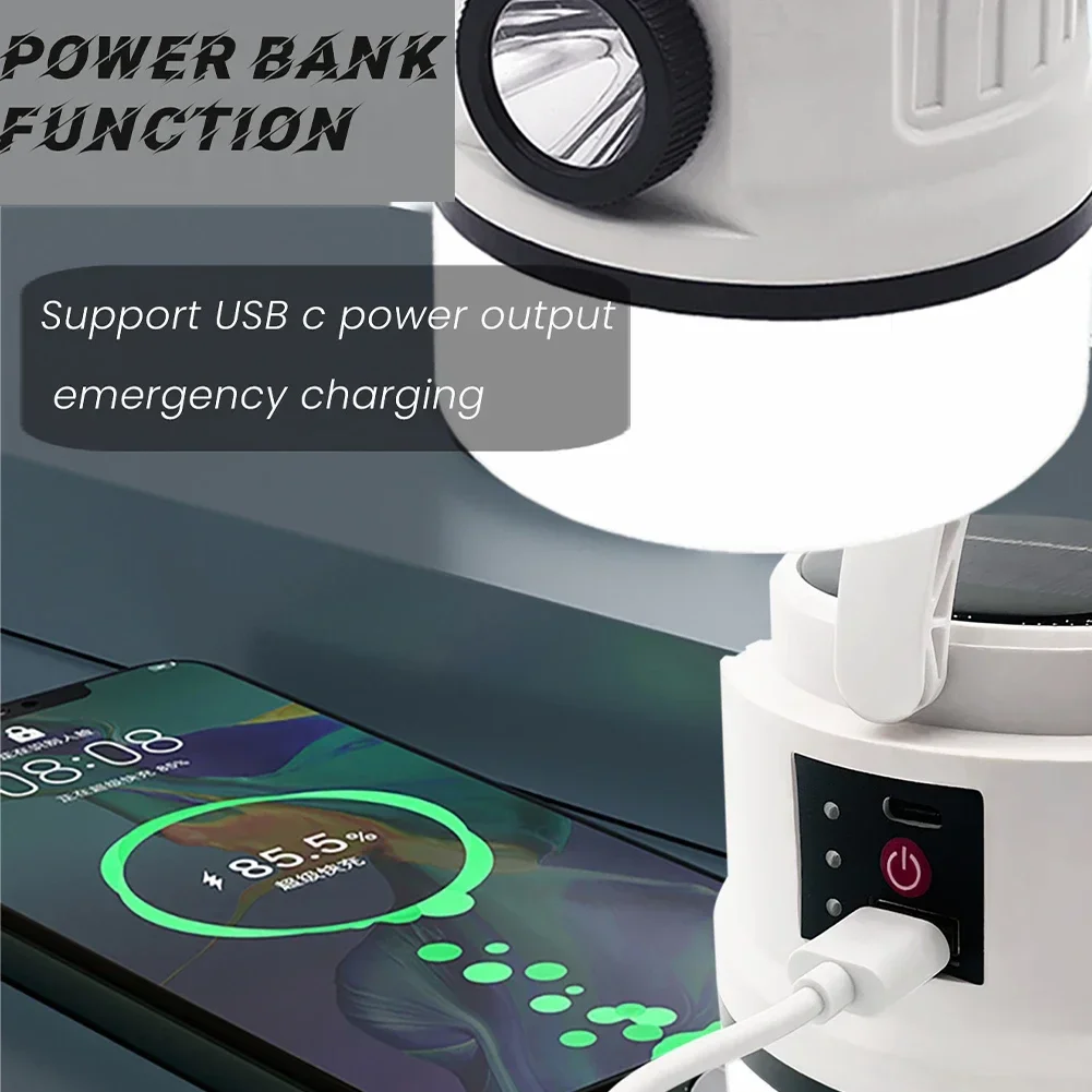 Type-C Zonne-Energie Opladen Nood Powerbank Afstotend Licht Outdoor Multi-Functionele Draagbare Camping Licht Met Power Display