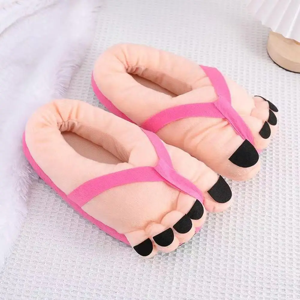 Plush Indoor Slippers Funny Big Toe Plush Slippers Non-slip Cozy Indoor Lounge Footwear Warm Soft Novelty Cartoon Fuzzy for Men