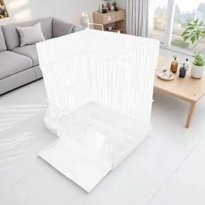 

Portable Parrot Travel Wire Pet Carrier Ventilation Compact Lightweight White Metal Cage for Outings Hiking for Birds