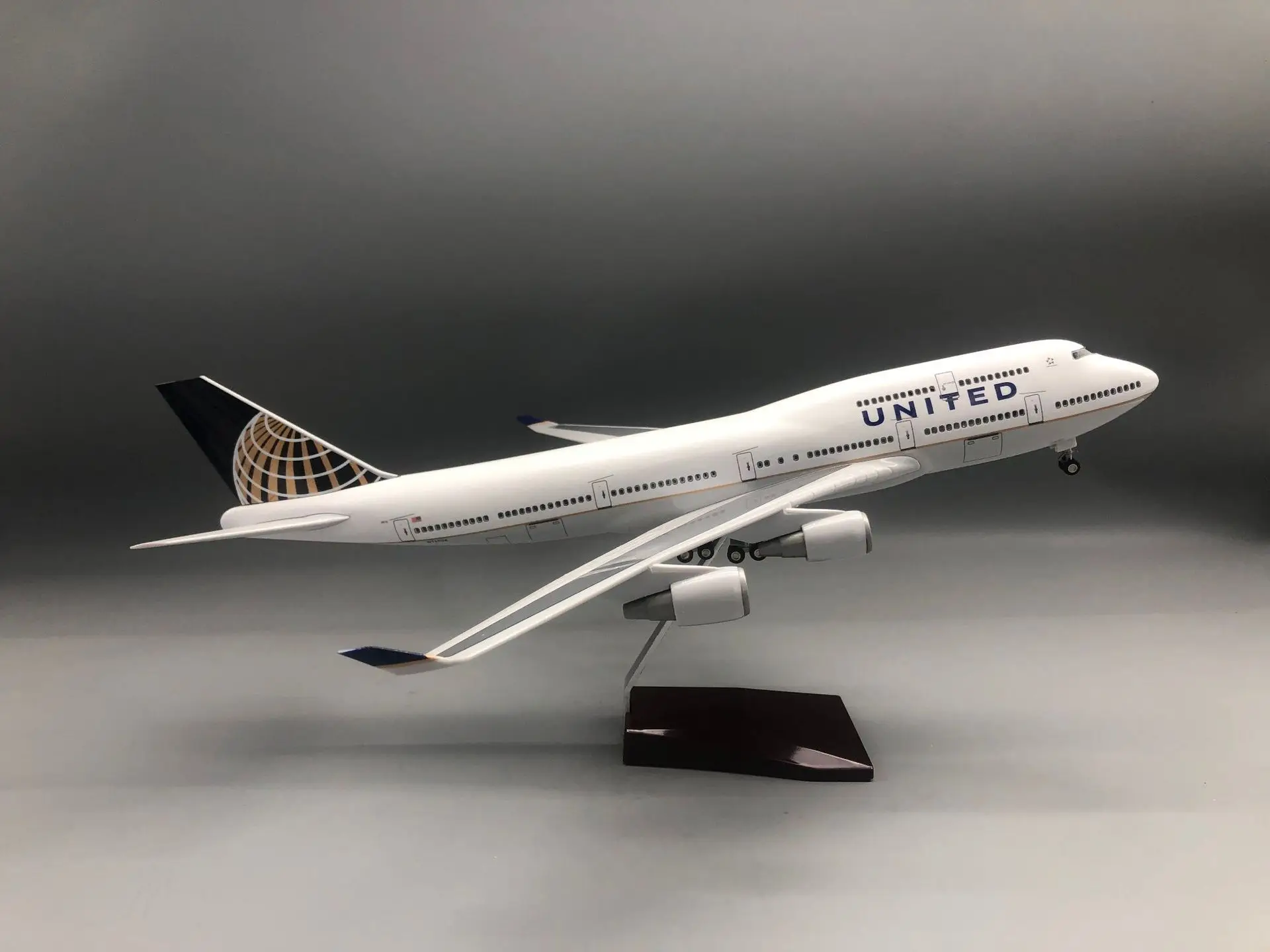 New 47cm Scale Plane Model B747 United Airways Diecast Resin Airplane Model Simulation Of Static Model Aircraft For Aviation