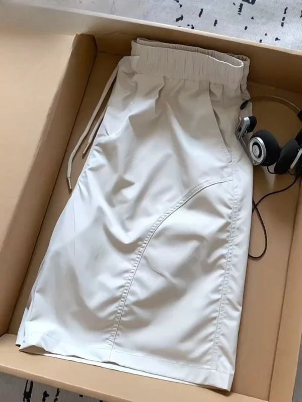 

Men Women Cargo Shorts 5 Inch Quick Dry Ice Silk Color Block Elastic High Waist Summer Outdoor Beach Casual Work Shorts