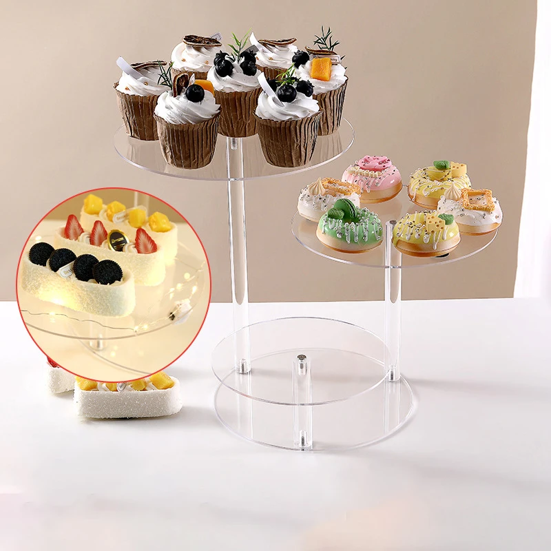 Acrylic Clear Dessert Table Display Stand,Cupcake Cookie Pastry Food Serving Tray Holder for Party Birthday Bar Wedding Decor