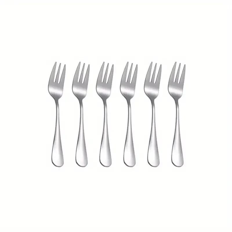 

6pcs stainless steel dessert forks, fruit forks, machine washable, suitable for parties, afternoon tea