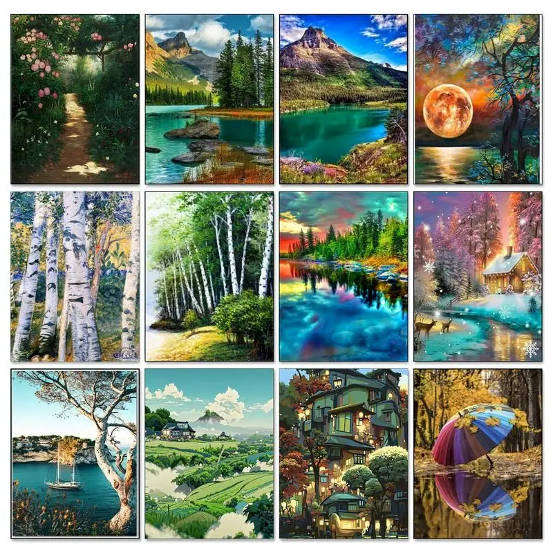 

GATYZTORY Diy Painting By Numbers For Adults Colorful Lake Scenry Handpainted Drawing By Numbers On Canvas Diy Gift Home Decors