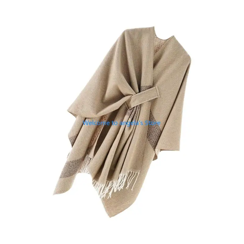 

X4YC Travel Friendly Shawl Trendy Shawl Double Sided Color Blocked Shawl