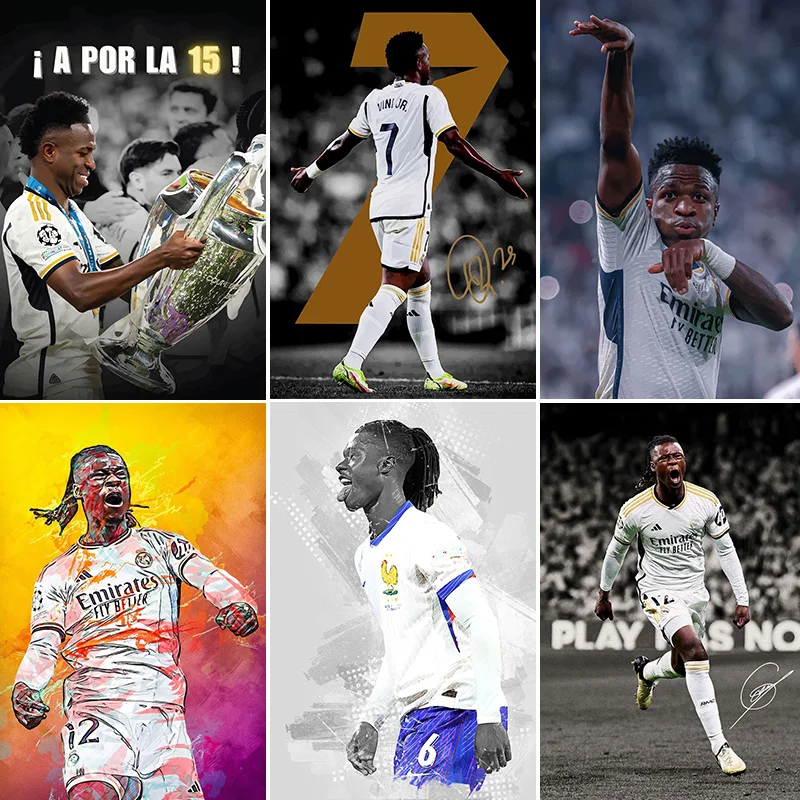 Eduardo Camavinga and Vinicius Junior Football Player Poster Metal Sign Football Clubs Tin Custom Bar Home Wall Decor Room Decor