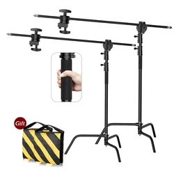 SH 2.6M/3.3M Black Stainless Steel Century Foldable Light Stand Tripod Magic Leg Photography C-Stand For Spot Light,Softbox