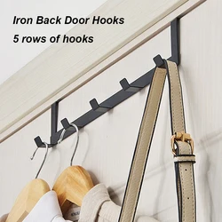 Bathroom Accessories Thickening Door Hanger 5 Hooks Metal 29x7.5x6.3cm Self-adhesive Space Aluminum Baseball Cap Bag Organizer