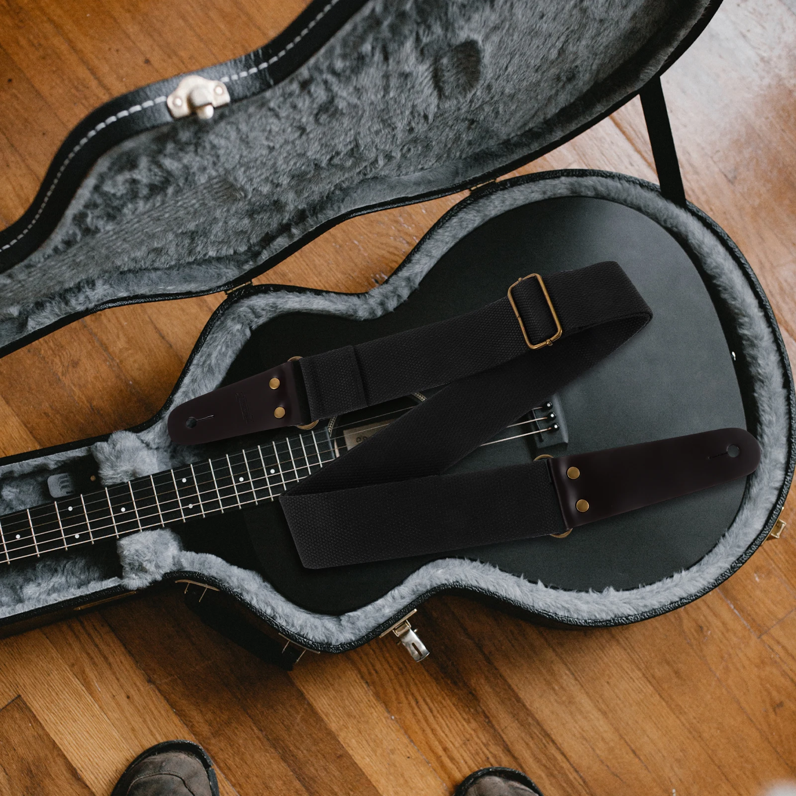 

Black Decorative Acoustic Guitar Strap Adjustable Replacement for Electric Bass Guitars Durable Wear Resistant Practical