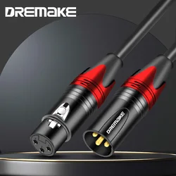 DREMAKE 3-Pin XLR Balanced Cable Microphone for Cannon Plug XLR Cable Extension Mikrofon Cord for Pro Audio Power Amplifiers Etc