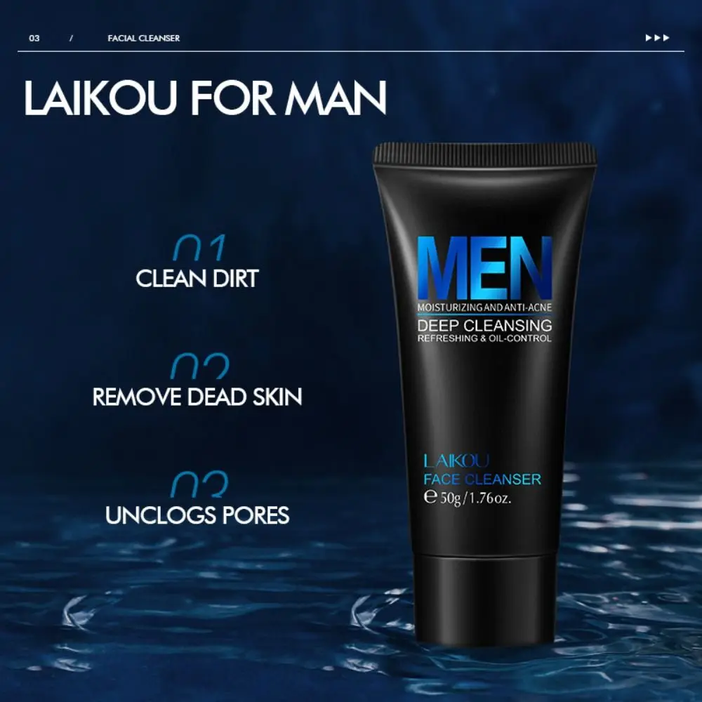 New 50g Men Facial Cleanser Moisturizing Face Washing Man Skin Care Blackhead Remove Deep Norishing Scrub Cosmetics