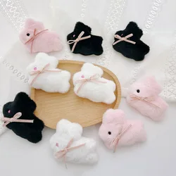 6PCS/Lot Cartoon Plush Furry Rabbit Patches Applique For Children Garment Accessories And Bag Scarf Brooch Decoration