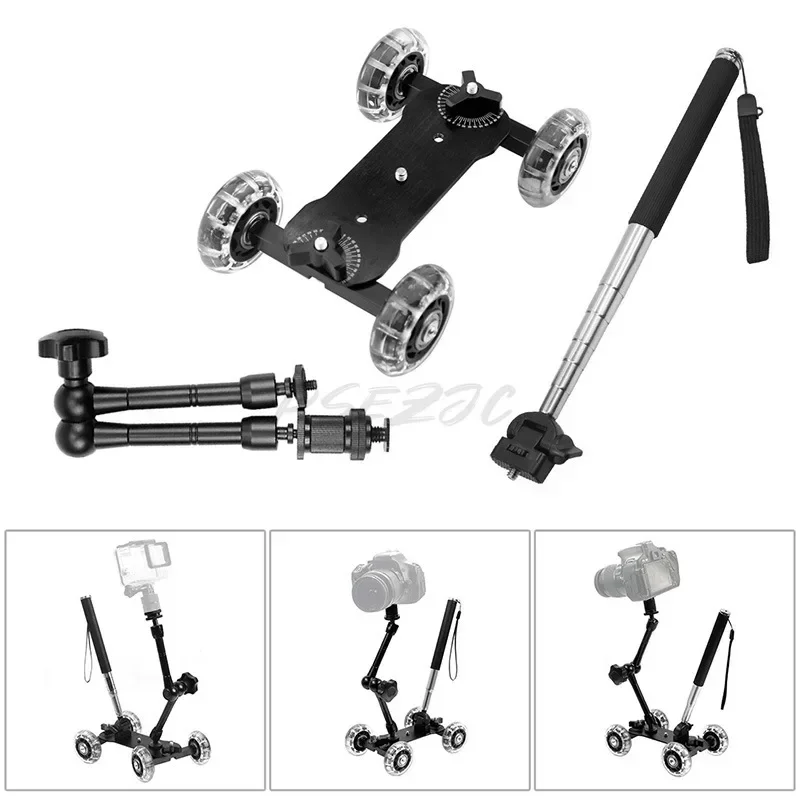 Camera Table Slider Dolly Desktop Directional Pulley Shooting Car Mini Video Car Stabilizer For DSLR Camera
