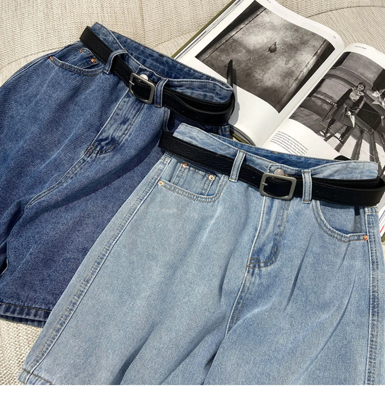 New Women Summer Midi Shorts Skirt Hip Zipper Button Pockets Vintage Casual Elegant Party Fashion Casual Denim