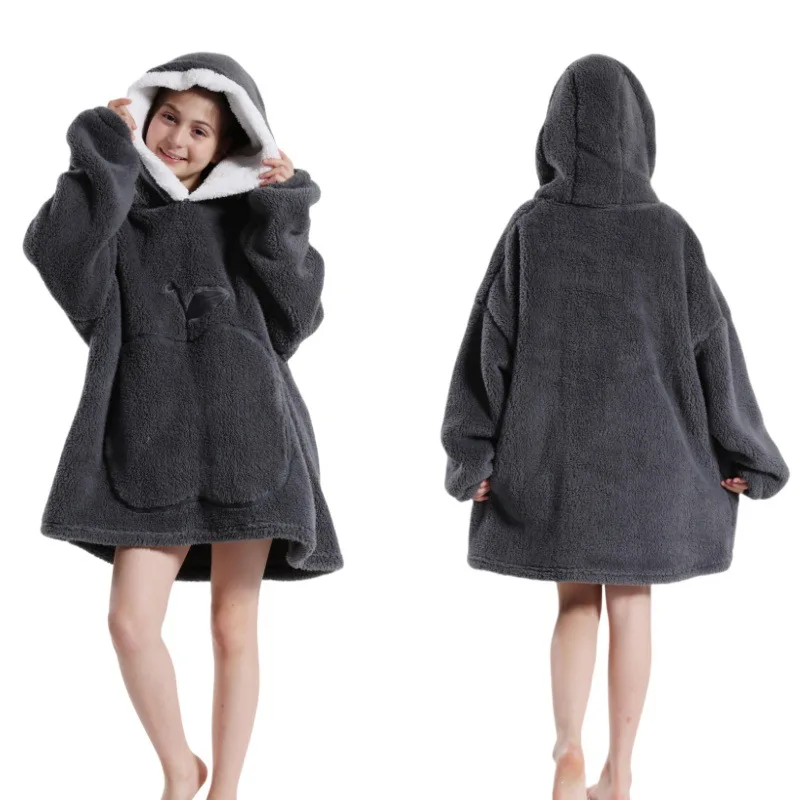 Damen Herbst Winter Fleece Tragbarer Decken-Bademantel Mädchen Damen Loungewear Weiche Warme Nachthemd Teenager Lose Übergrößen-Pyjamas – Detail 17