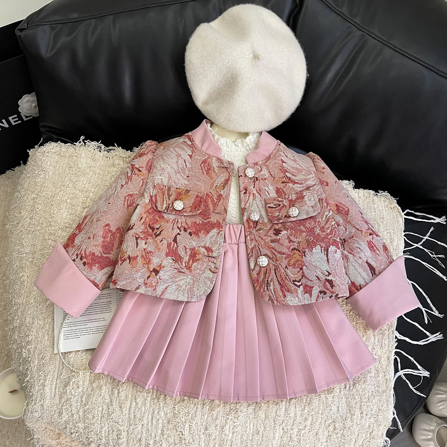 Girls Clthing Sets Spring Autumn 2024 Children Fashion Coats Tutu Skirts 2pcs Formal Dress Suit For Baby Party Costume Kids 7Y