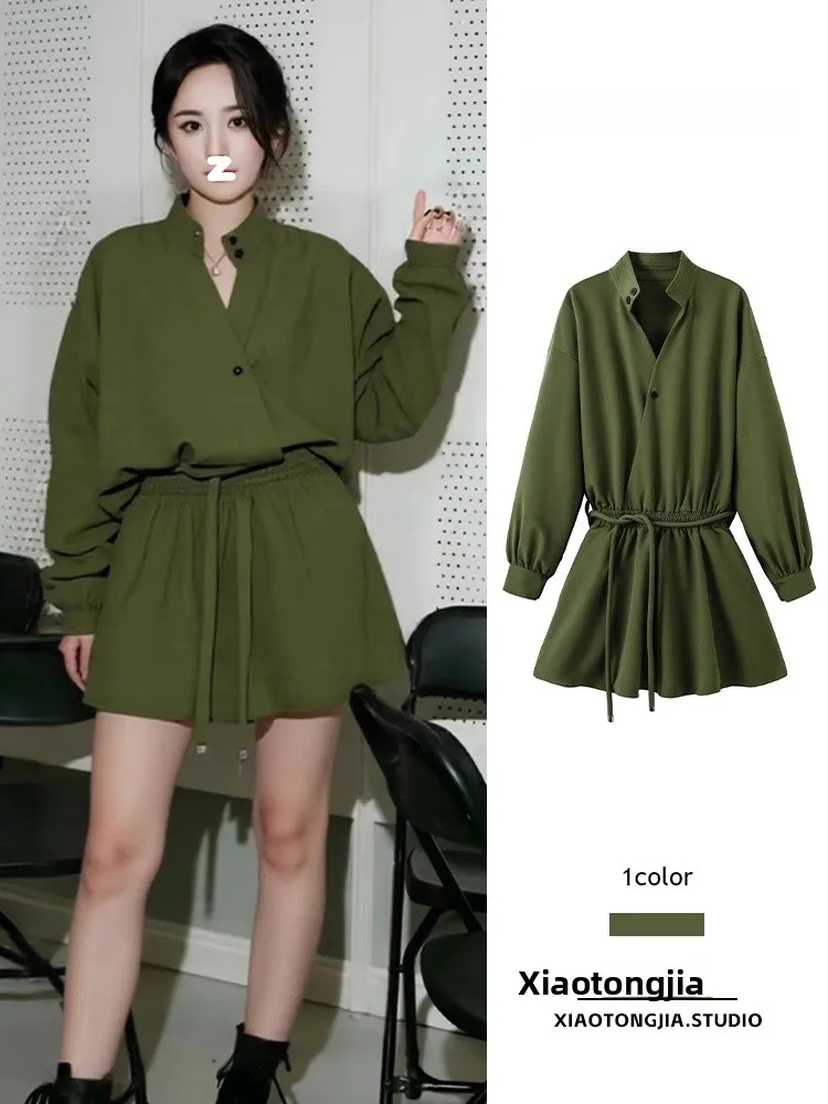 

Dai Yang Military een Workwear Jumpsuit Women Early Autumn New High-End Feeling Elegance Godd Sle Jumpsuit Set